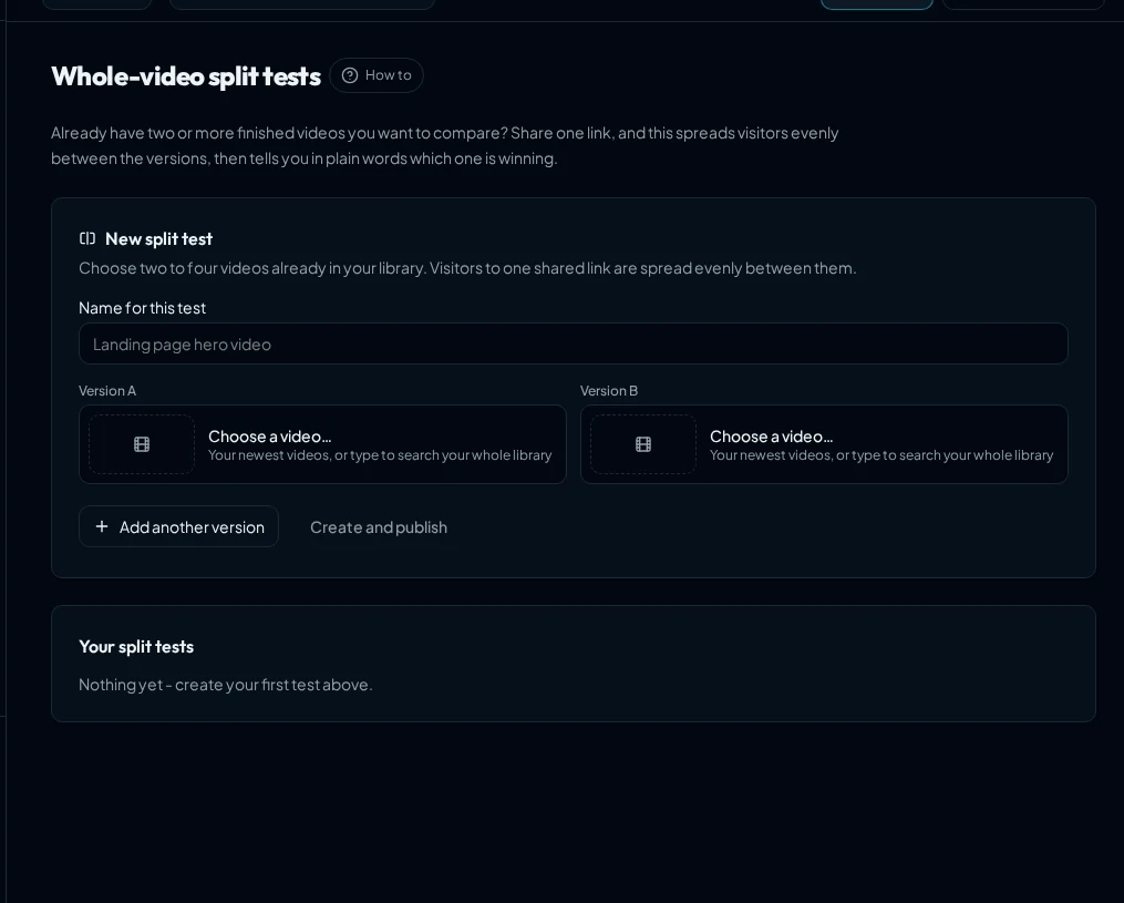 Blue Flame split test builder