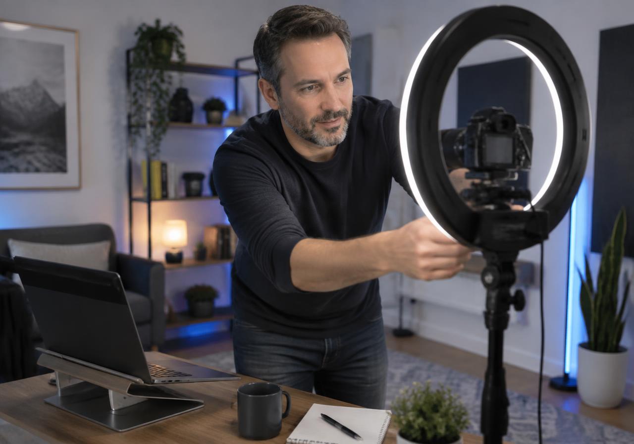 Creator preparing to record a video